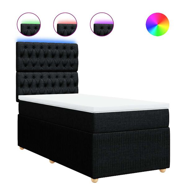 vidaXL Cama box spring con colchón tela negro 90x190 cm