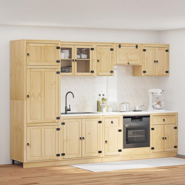 vidaXL Armario con caj&oacute;n SKI 9 pcs Marr&oacute;n Miel Madera de pino macizo