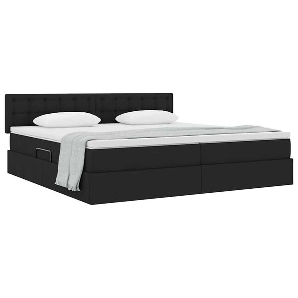 vidaXL Cama con almacenamiento y colch&oacute;n Negro 200 x 200 cm