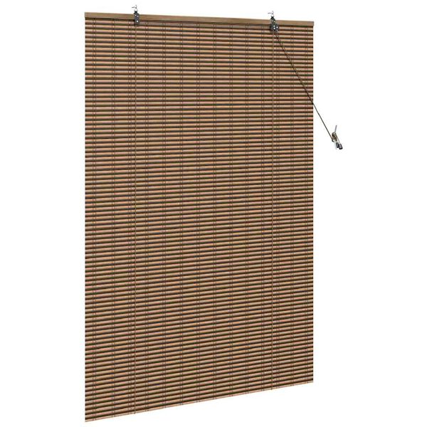 vidaXL Estor enrollable con cortinas Manual Marr&oacute;n 120 x 160 cm Bamb&uacute;