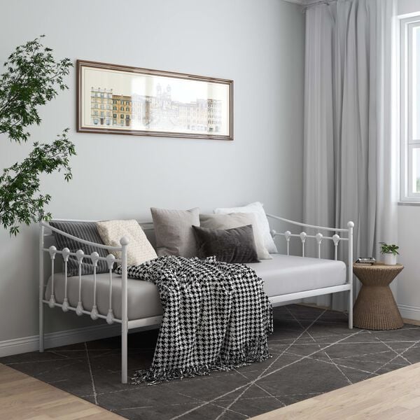 vidaXL Estructura de sof&aacute; cama sin colch&oacute;n metal blanco 90x200 cm
