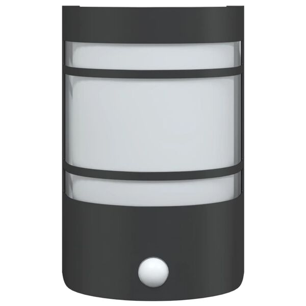 vidaXL Apliques de exterior con sensor 2 uds acero inoxidable negro