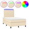 vidaXL Cama box spring con colch&oacute;n y LED tela crema 120x200 cm