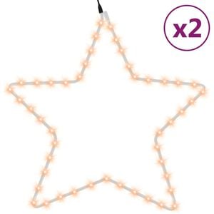 vidaXL Figuras estrellas Navidad con 48 LED 2 uds blanco c&aacute;lido 56cm