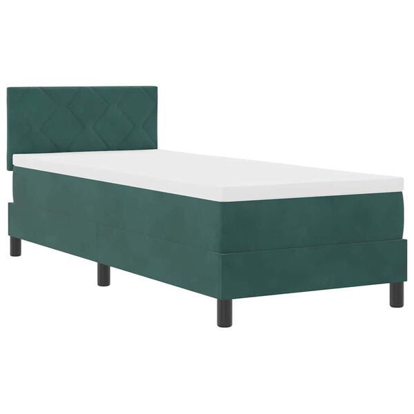 vidaXL Cama Box Spring LED con LED Verde oscuro 80 x 200 cm Terciopelo