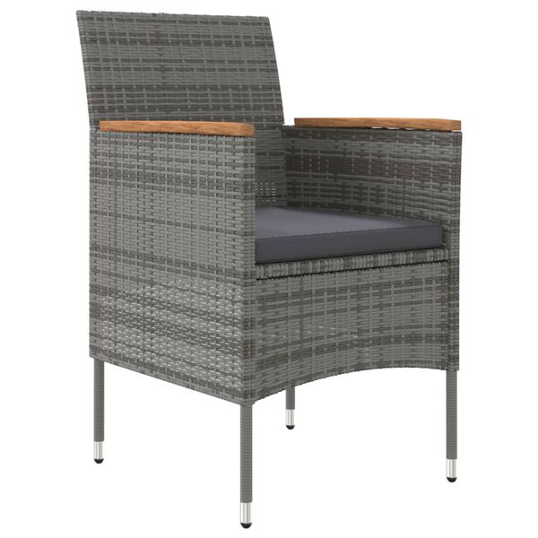 vidaXL Juego de comedor de jard&iacute;n 7 piezas con cojines gris y negro