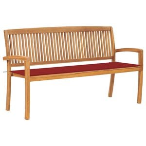 vidaXL Banco de jard&iacute;n apilable y coj&iacute;n madera maciza de teca 159 cm