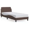 vidaXL Estructura de cama Dover cuero sint&eacute;tico marr&oacute;n 90x190 cm