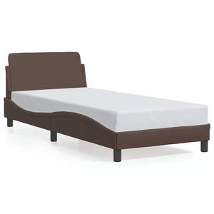 vidaXL Estructura de cama Dover cuero sint&eacute;tico marr&oacute;n 90x190 cm