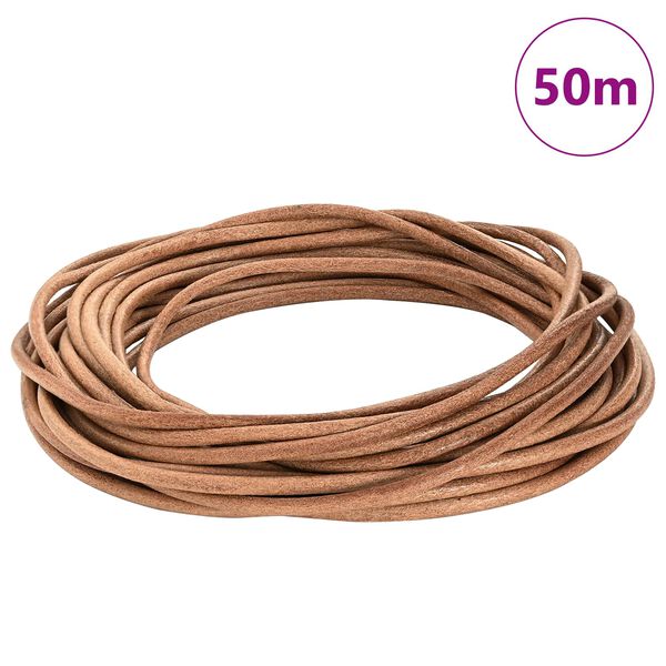 vidaXL Cord&oacute;n de cuero Marr&oacute;n &Oslash;4 mm x 50 m Cuero