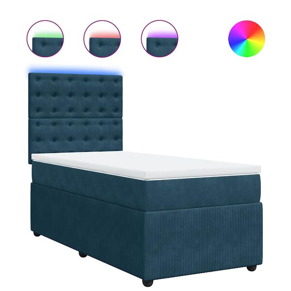vidaXL Cama box spring con colch&oacute;n terciopelo azul 90x190 cm