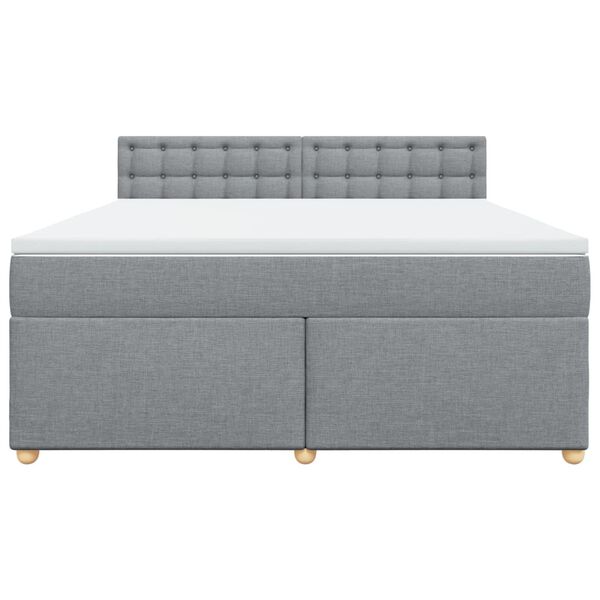 vidaXL Cama box spring con colch&oacute;n tela gris claro 180x200 cm