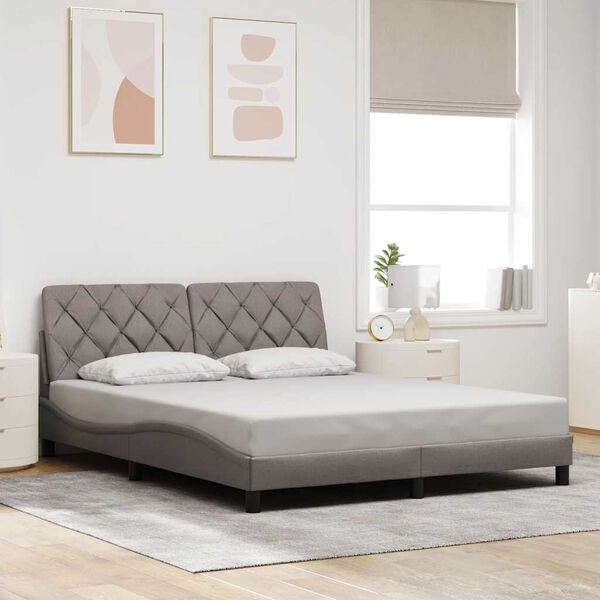 vidaXL Estructura de cama sin colch&oacute;n tela gris taupe 160x200 cm