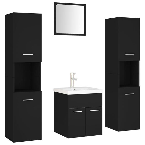vidaXL Conjunto de muebles de ba&ntilde;o aglomerado negro