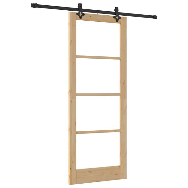 vidaXL Puerta Corredera ORKDAL Natural y negro 83 x 211 cm