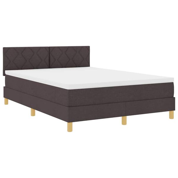 vidaXL Cama tipo Box Spring Marr&oacute;n Oscuro 140 x 190 cm tela