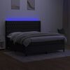 vidaXL Cama box spring colch&oacute;n y luces LED tela negro 160x200 cm