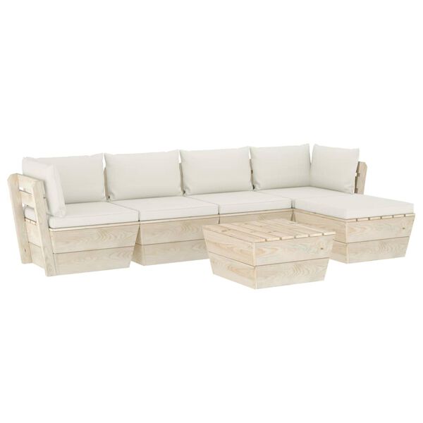 vidaXL Muebles de jard&iacute;n de palets 6 piezas y cojines madera de abeto