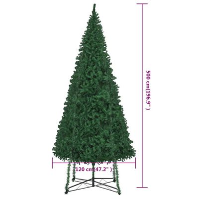 vidaXL Árbol de Navidad artificial con soporte verde 500 cm