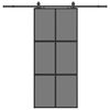 vidaXL Puerta corredera con herrajes negro 90x205 cm vidrio templado