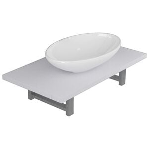 vidaXL Conjunto de muebles de ba&ntilde;o 2 piezas cer&aacute;mica blanco