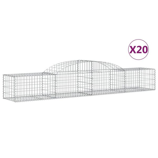 vidaXL Cestas de gaviones 20 uds forma de arco hierro 300x50x40/60 cm