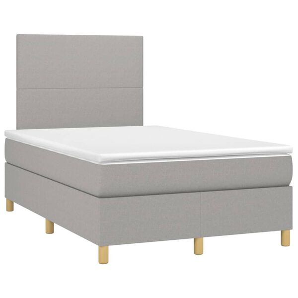 vidaXL Cama box spring con colch&oacute;n tela y LED gris claro 120x200 cm