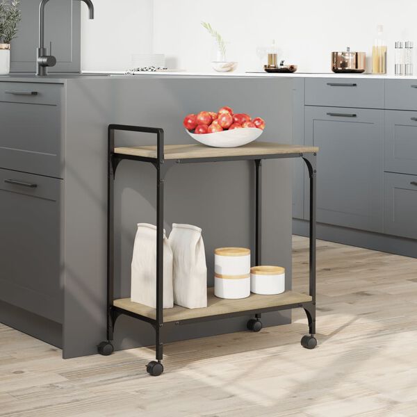 vidaXL Carrito de cocina madera ingenier&iacute;a roble Sonoma 60,5x31x72,5cm