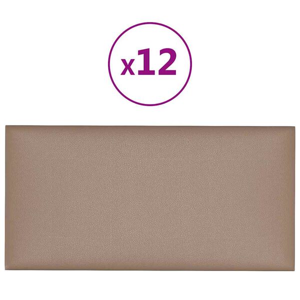 vidaXL Paneles de pared 12 uds cuero PE capuchino 60x30 cm 2,16 m&sup2;