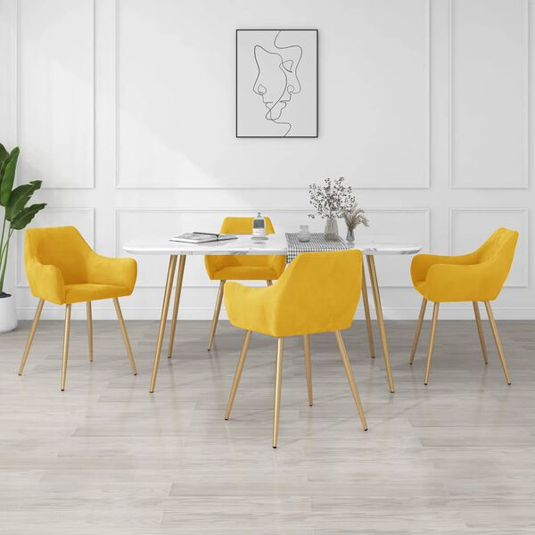 vidaXL Sillas de comedor 4 unidades terciopelo amarillo