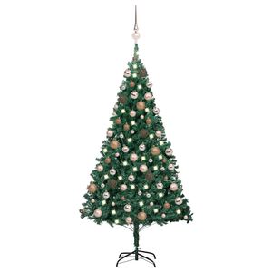 vidaXL &Aacute;rbol de Navidad preiluminado con luces y bolas verde 150 cm