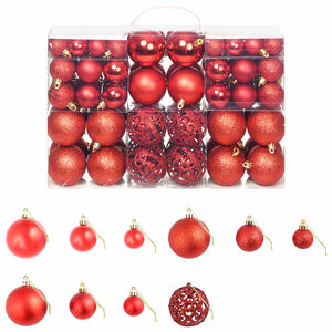 vidaXL Lote de bolas de Navidad 100 unidades rojas 3/4/6 cm