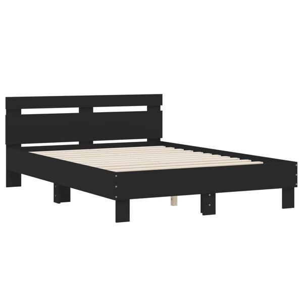 vidaXL Estructura cama con cabecero madera ingeniería negro 135x190 cm