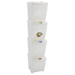 vidaXL Cubos de basura apilables 4 uds polipropileno blanco 100 L