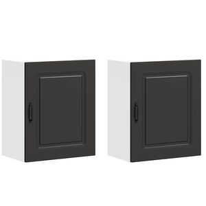 vidaXL Armarios de pared para cocina, 2 unidades, Kalmar, madera de ingenier&iacute;a negra