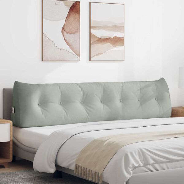 vidaXL Coj&iacute;n de Espalda Gris Claro 200 x 24 x 50 cm Terciopelo