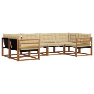 vidaXL Conjunto de sof&aacute;s de exterior con coj&iacute;n 6 pcs Natural y Beige