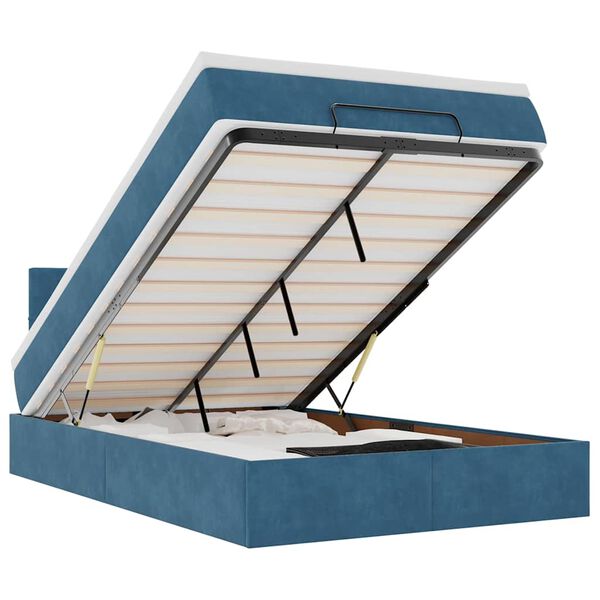 vidaXL Cama otomana con colch&oacute;n 120x190 cm terciopelo azul oscuro