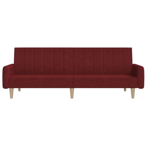 vidaXL Sof&aacute; cama de 2 plazas tela rojo vino tinto