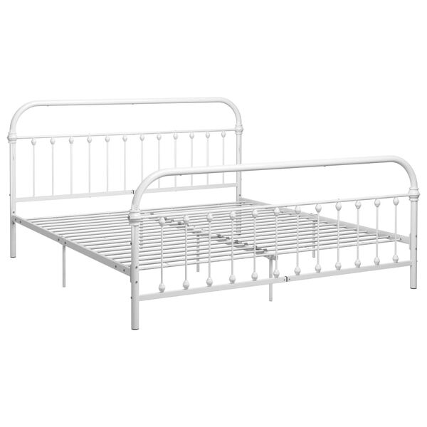 vidaXL Estructura cama sin colch&oacute;n con cabecero metal blanco 180x200cm