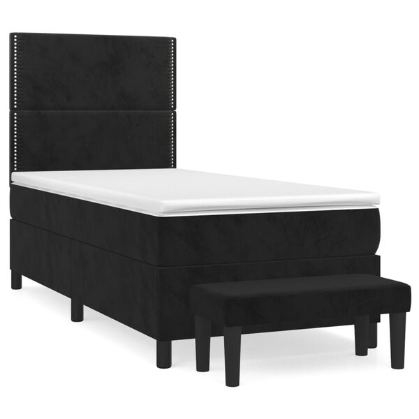vidaXL Cama box spring con colch&oacute;n terciopelo negro 90x200 cm