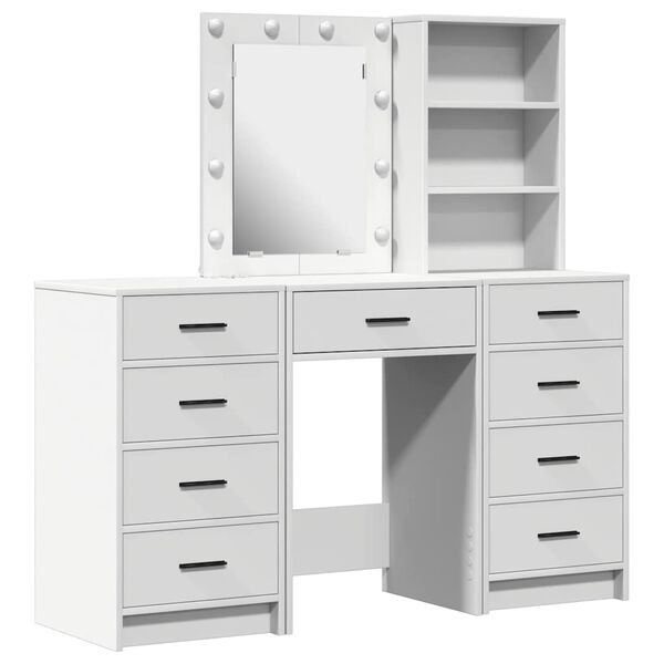 vidaXL Mesa de tocador con caj&oacute;n 3 pcs Blanco 40 x 41 x 135 cm