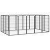 vidaXL Jaula perros 16 paneles acero recubierto polvo negro 50x100 cm
