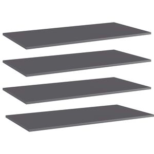 vidaXL Estante estanter&iacute;a 4 uds contrachapada gris brillo 100x50x1,5cm