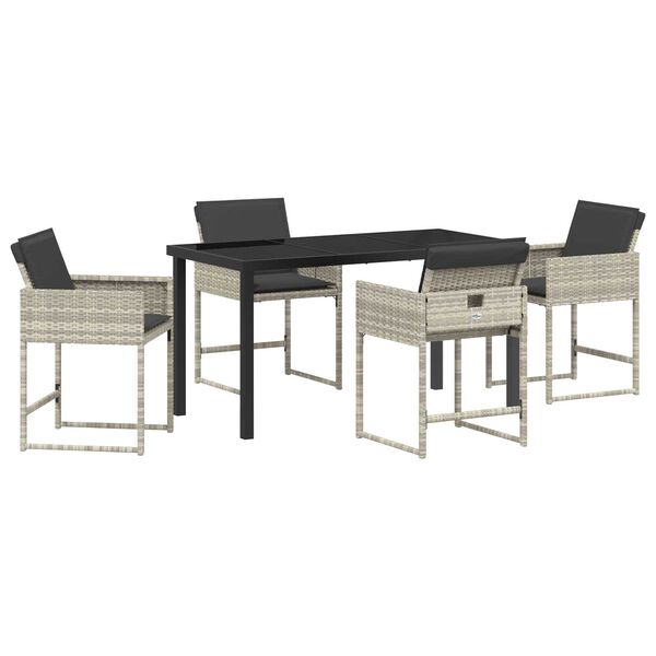 vidaXL Conjunto de Comedor de Jard&iacute;n 5 pcs Gris Claro rat&aacute;n sint&eacute;tico