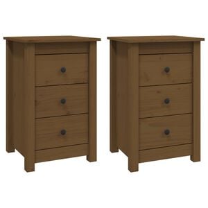 vidaXL Mesitas de noche 2 uds madera de pino marr&oacute;n miel 40x35x61,5 cm