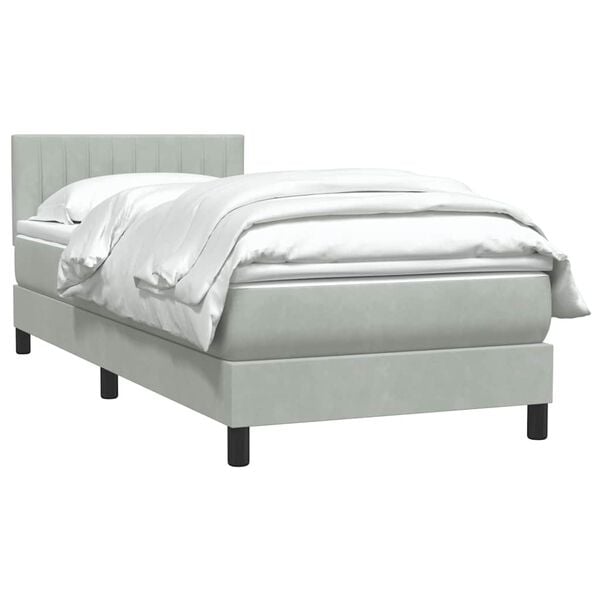 vidaXL Cama box spring con colch&oacute;n terciopelo gris claro 80x220 cm