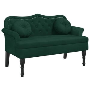 vidaXL Banco con cojines Terciopelo Verde Oscuro 120,5x65x75 cm