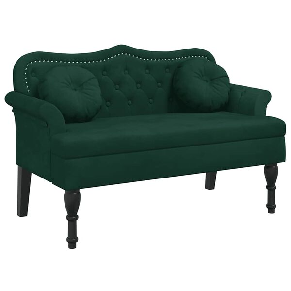 vidaXL Banco con cojines Terciopelo Verde Oscuro 120,5x65x75 cm