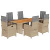 vidaXL Set comedor de jard&iacute;n 7 pzas con cojines rat&aacute;n sint&eacute;tico beige